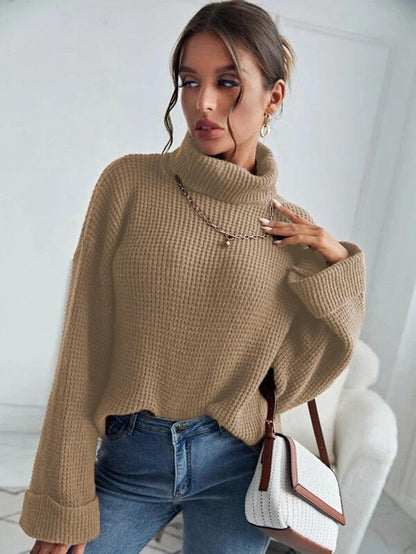 New Style High Collar Solid Color Slim Knit Sweater For Women - Cruish Home