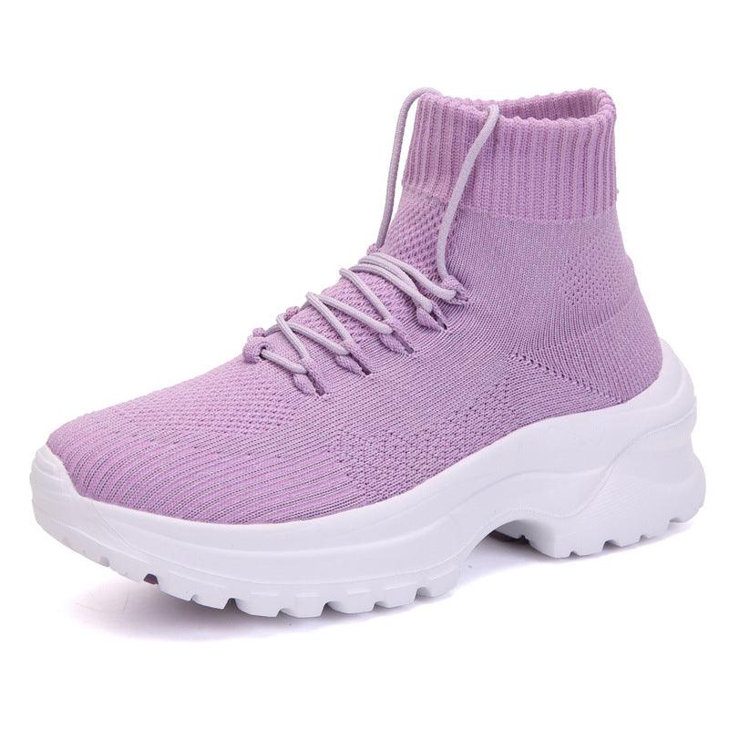 Flying Woven Breathable High-top Women's Height-increasing Socks And Shoes - Cruish Home