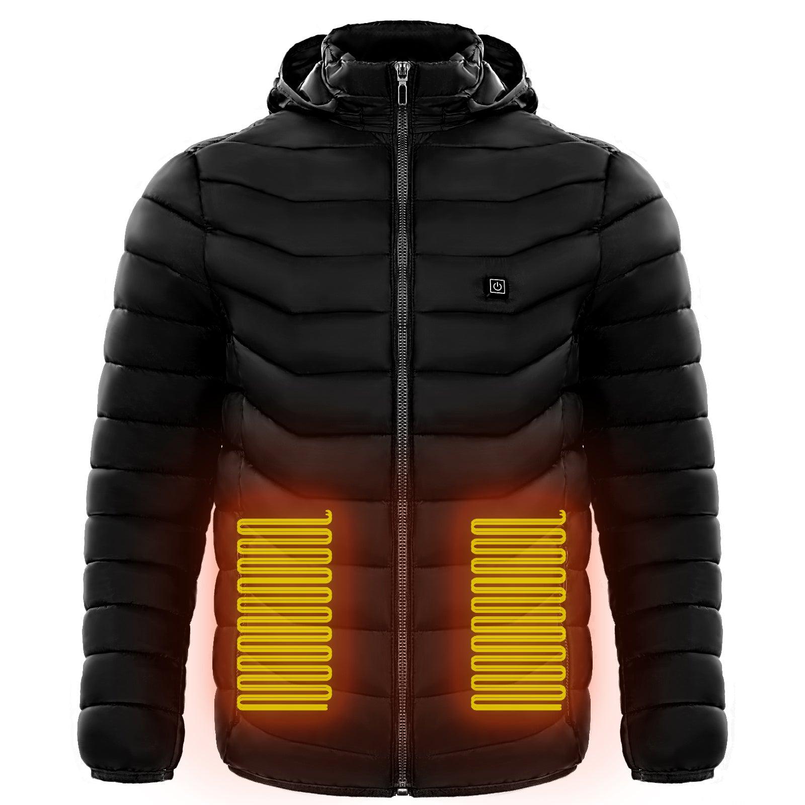 Men Heated Puffer Jacket Electric Heating Coat Insulated Hood Windbreaker - Cruish Home