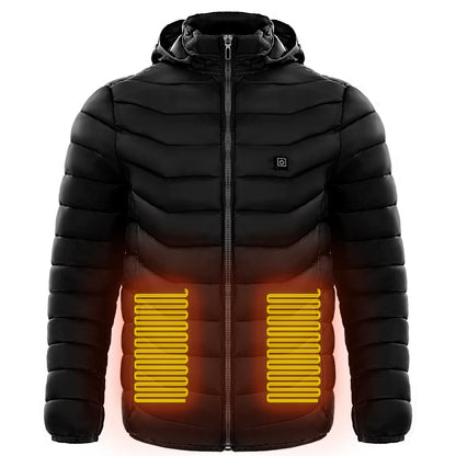 Men Heated Puffer Jacket Electric Heating Coat Insulated Hood Windbreaker - Cruish Home