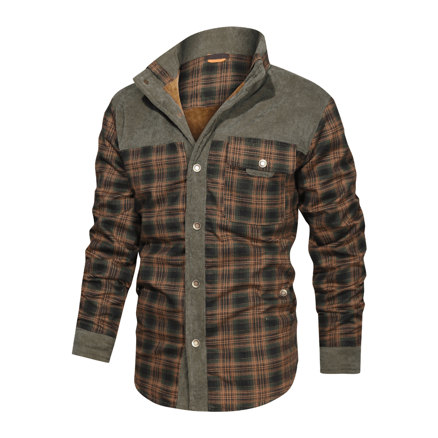 Thickened Shirt Jacket With Classic Plaid Fuzzy Fleece Lining Inside Design - Cruish Home