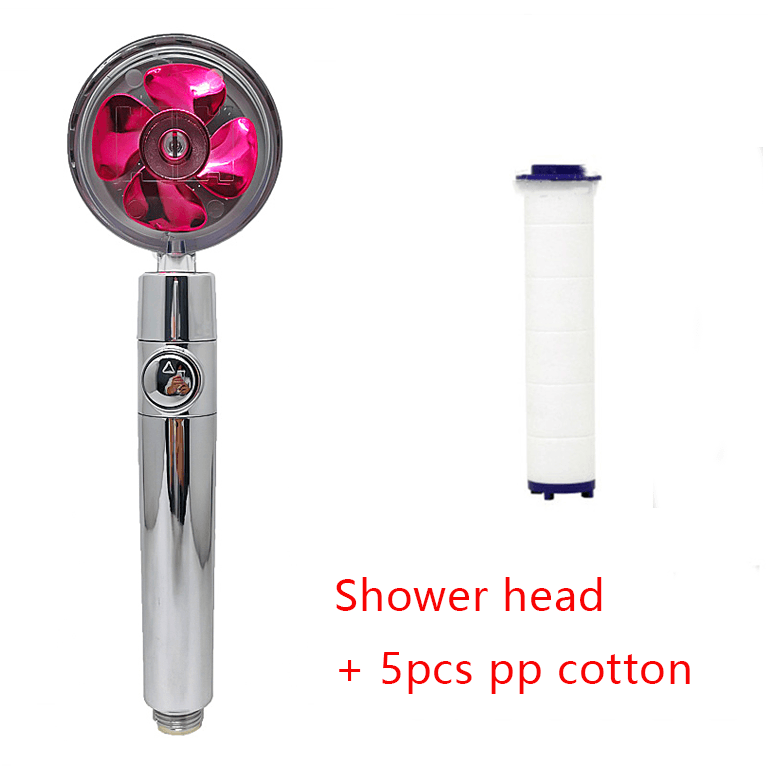 Shower Head Water Saving Flow 360 Degrees Rotating With Small Fan ABS Rain High Pressure Spray Nozzle Bathroom Accessories - Cruish Home