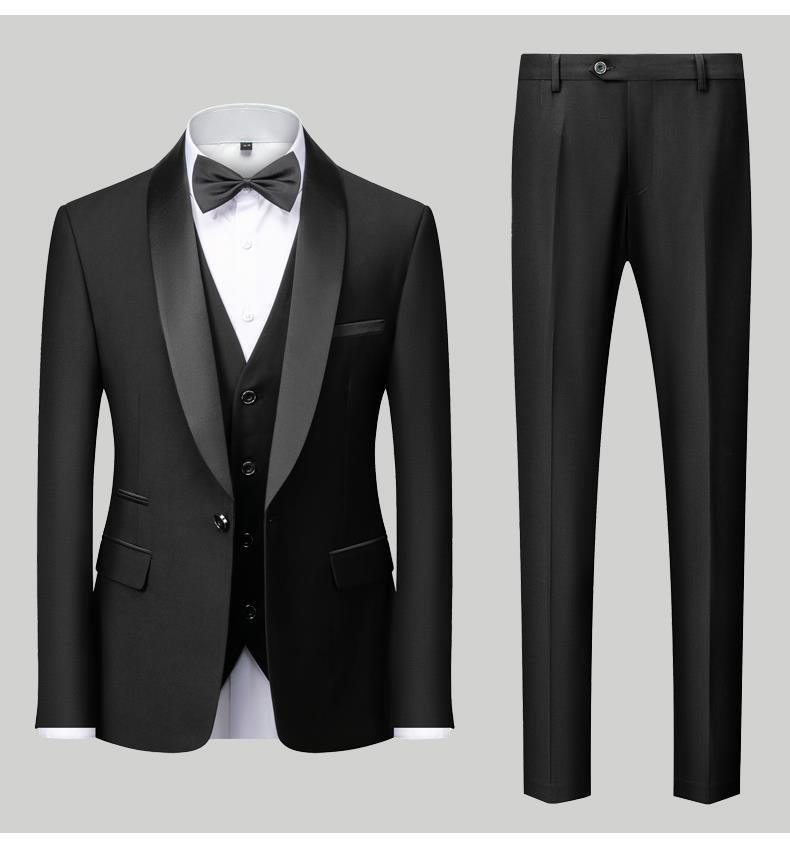 Men's Suit Set Green Fruit Collar Stage Suit Dress Host Performance Bridegroom Best Man Three-piece Suit - Cruish Home