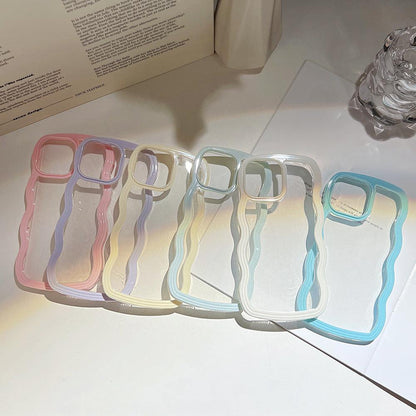 Wave Border Mobile Phone Case Solid Color Simple Candy Color - Cruish Home