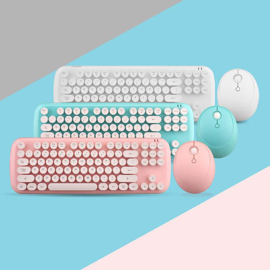 Wireless Keyboard And Mouse Set Girls Color Retro - Cruish Home