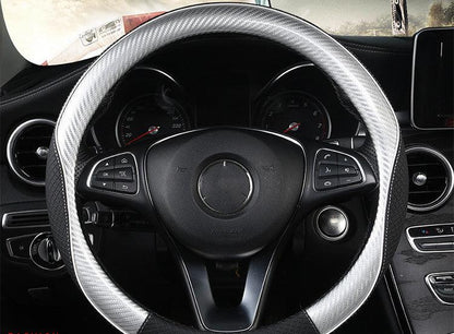 Car Steering Wheel Cover Round Handle Cover Carbon Fiber Texture - Cruish Home