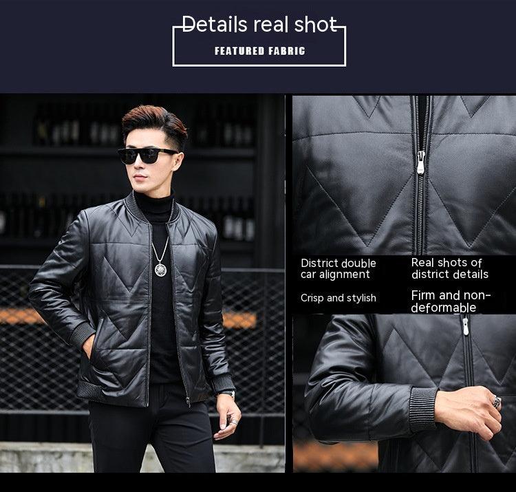 Men's Standing Collar Casual Zipper PU Leather Jacket - Cruish Home