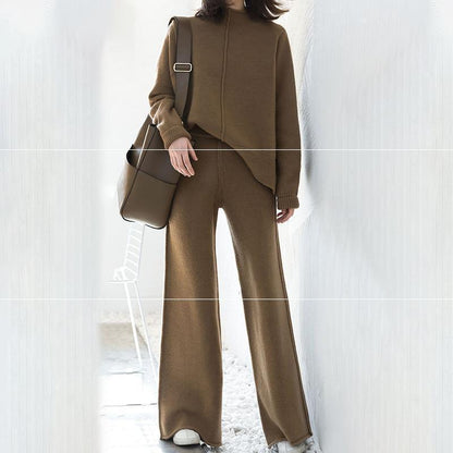 Sweater High-knit Wide-leg Pants Suit Women - Cruish Home