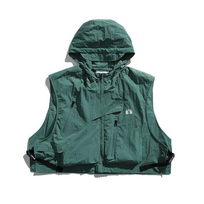 College Style Loose Hooded Windproof Fishing Vest Jacket - Cruish Home