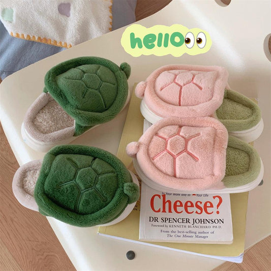 Fleece-lined Creative Little Turtle New Soft Soled Cotton Slipper - Cruish Home