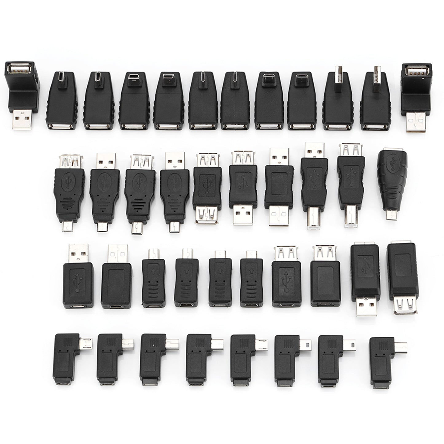 Pack of 40 Multiple USB2.0 Adapters Angled Mini Micro Type B Male Female Converters Connectors