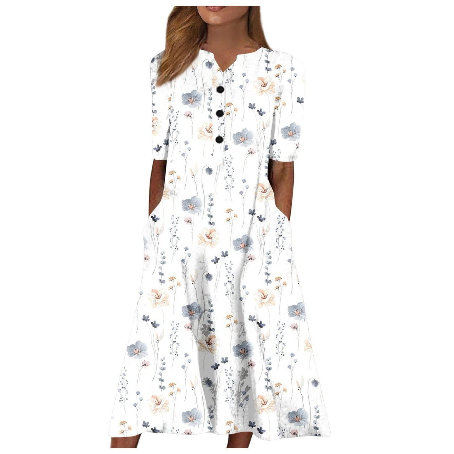 Women's Long Sleeve Long Printed Dress - Cruish Home