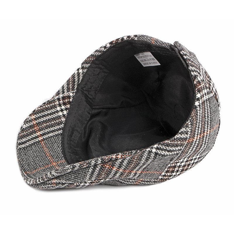 Men's British Vintage Check Woolen Duck Tongue Beret - Cruish Home