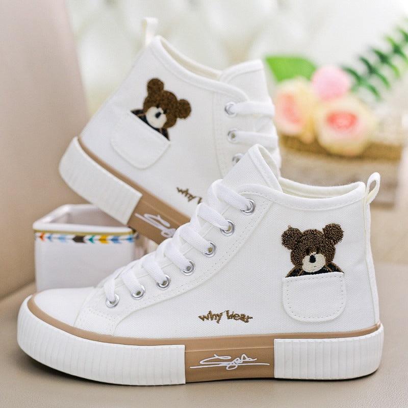 Women's Fashion Pocket Bear High Top Shoes - Cruish Home