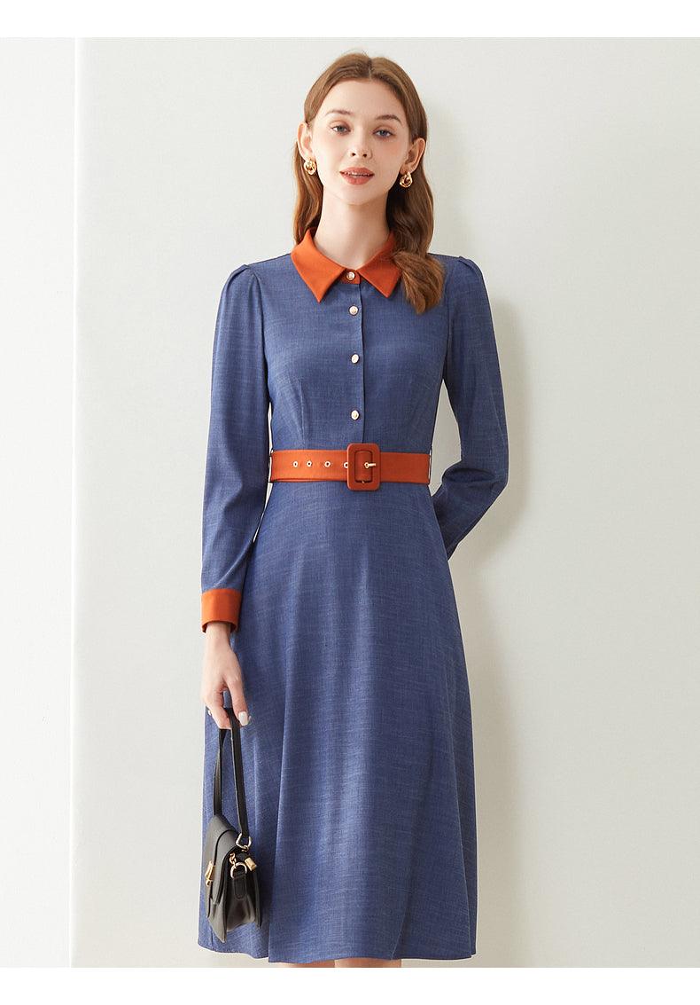 Elegant Slim-fit Long Sleeve Work Clothes Shirt Dress - Cruish Home