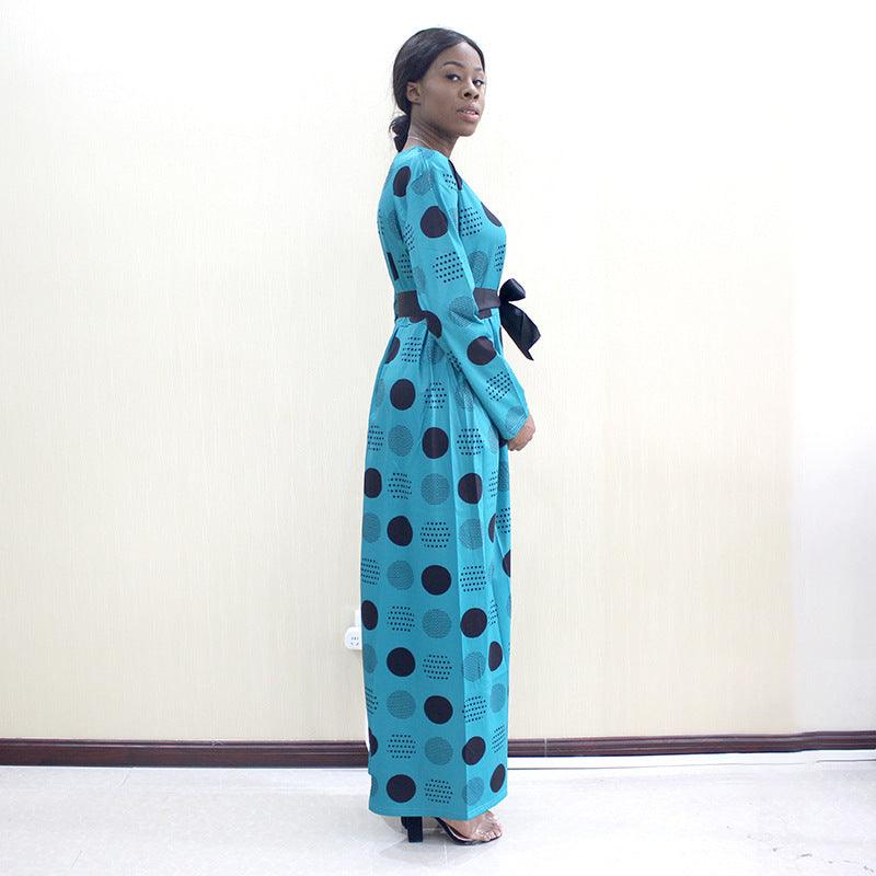 Women's Long-sleeved Polka Dot Print Dress - Cruish Home