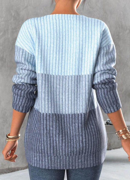 Zipper Contrast Panel Standing Neck Long Sleeve - Cruish Home