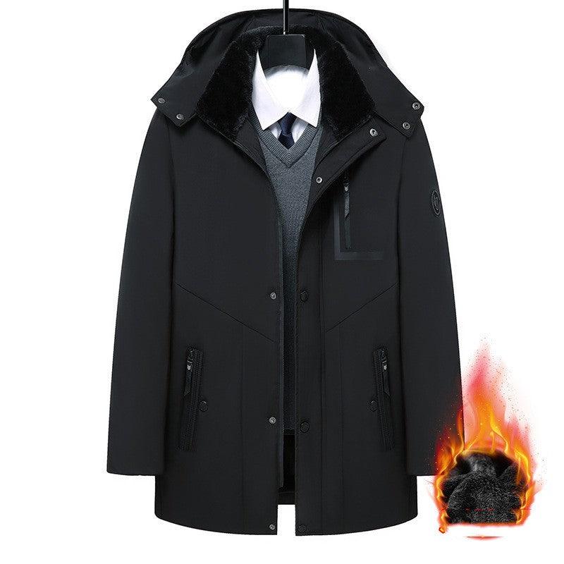 Men's Coat Winter Thick Cotton Clothing Removable Hat - Cruish Home