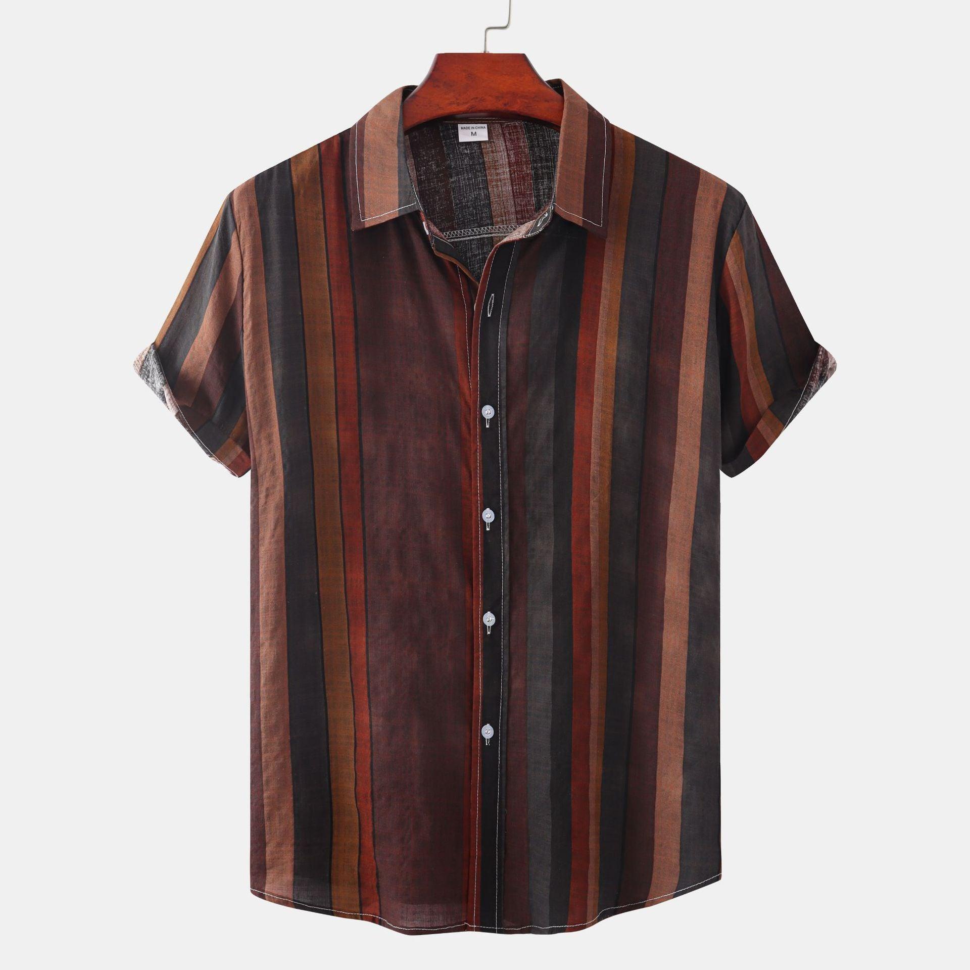 Summer Men's Clothing Printing Casual Retro Shirt Men - Cruish Home