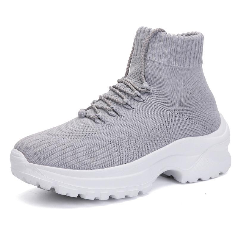 Flying Woven Breathable High-top Women's Height-increasing Socks And Shoes - Cruish Home