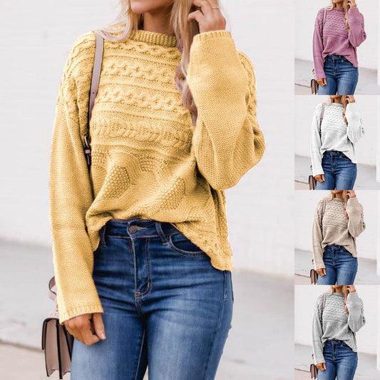 Women's Knitwear Round Neck Pullover Twist Sweater Women's Top - Cruish Home