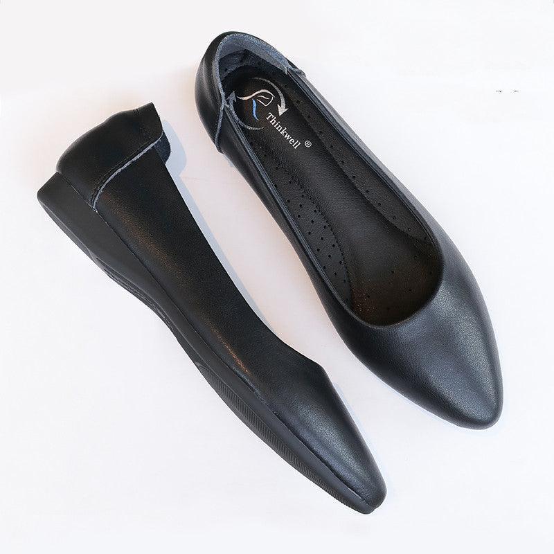 Leather Work Shoes Women Black - Cruish Home