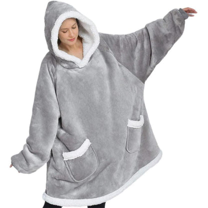 Lazy Pullover Pajamas Women's Thermal Clothes Lambswool TV Blanket Hug Hoodie TV Cold Protective Clothing - Cruish Home