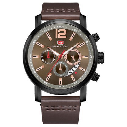 Fashion Casual Three-pin Men's Leather QuartzWatch