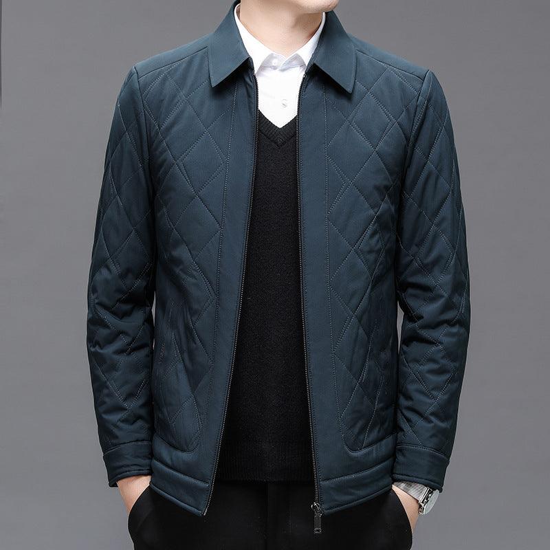 Thin Cotton-padded Jacket Middle-aged And Elderly Men's Cardigan Solid Color Plus Size Coat - Cruish Home