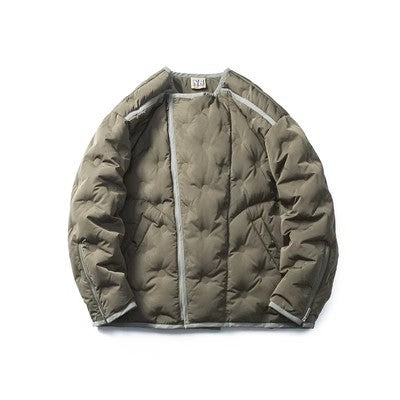 Japanese Loose Round Neck Oblique Placket Down Jacket