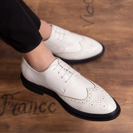 Men's Small Leather Shoes Business Suits British Bullock White Men's Shoes - Cruish Home