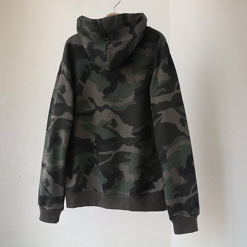 Spring And Autumn Pure Cotton Terry Plus Size Loose Pullover Hooded Long Sleeves Camouflage Sweater Women - Cruish Home