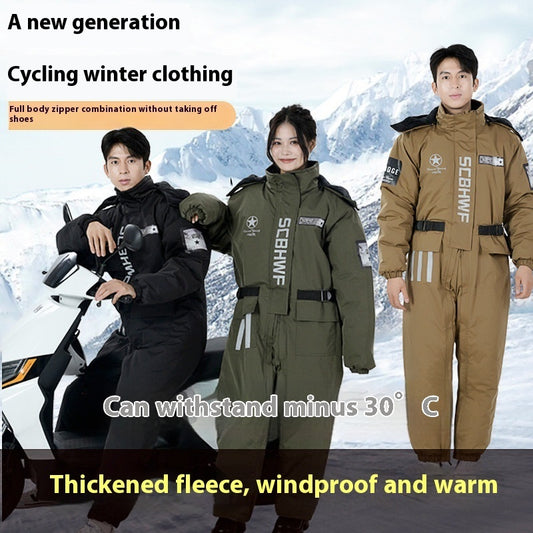 Winter Outdoors Cold-proof Cycling One-piece Work Clothes