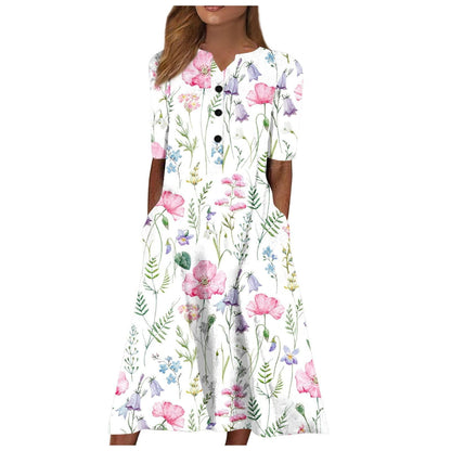 Women's Long Sleeve Long Printed Dress - Cruish Home