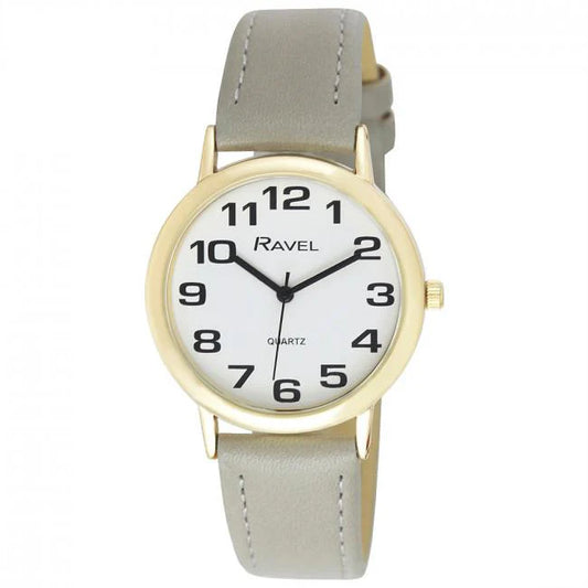 Ravel Mens Basic Leather Strap Watch R0105.43.1A Grey