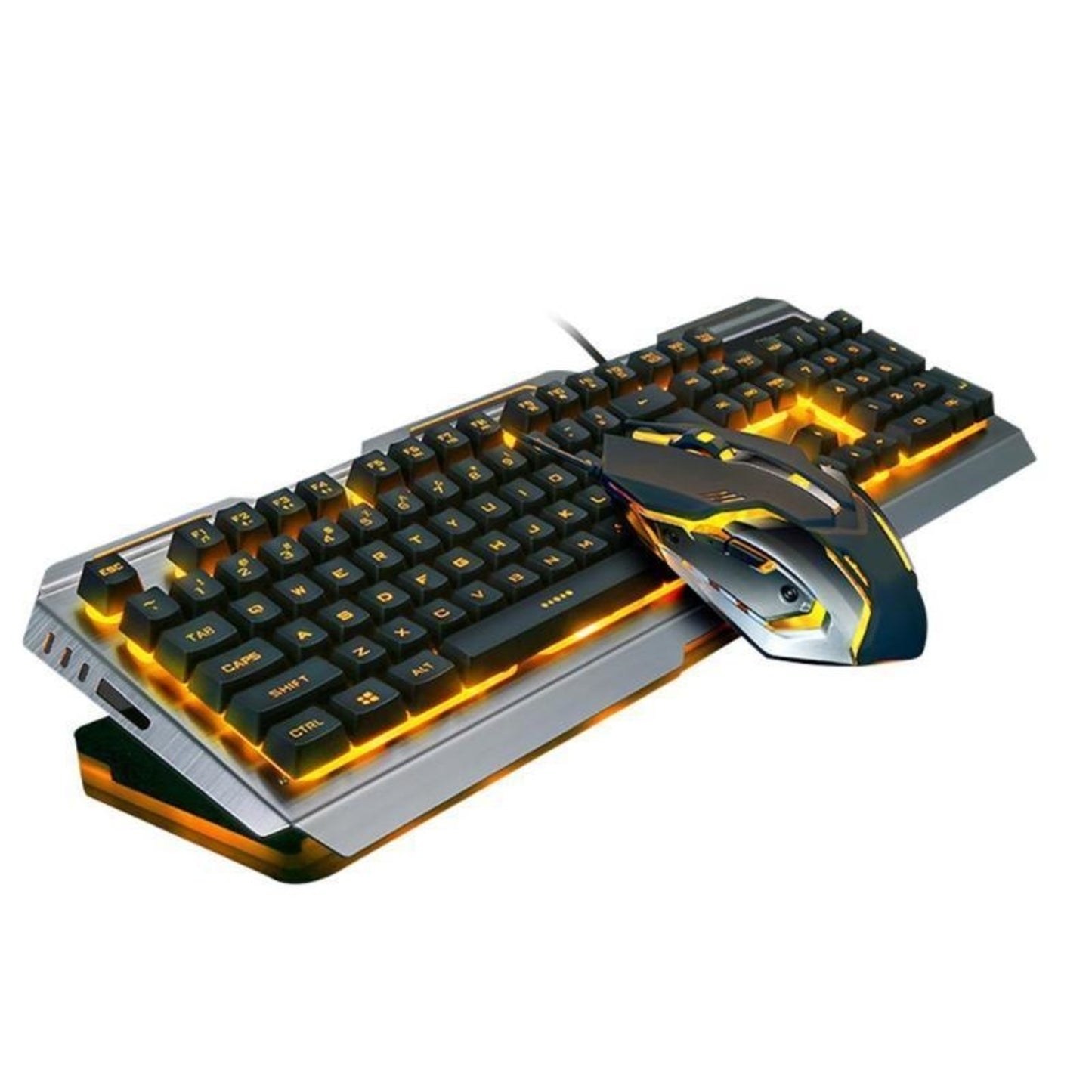 Ninja Dragons Tungsten Gold Metal Frame Gaming Keyboard and Mouse Set