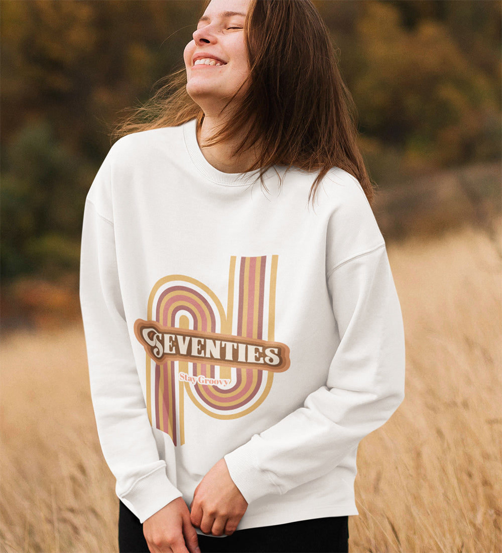 Womens Retro 70's Crewneck Sweatshirt