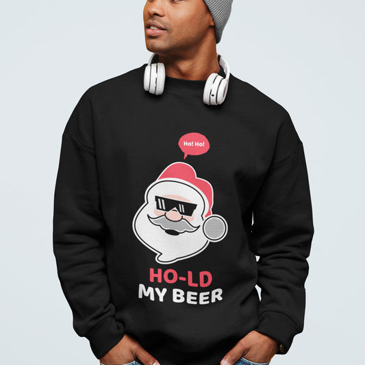 Mens Ho Ho Ho Santa Beer Crewneck Sweatshirt