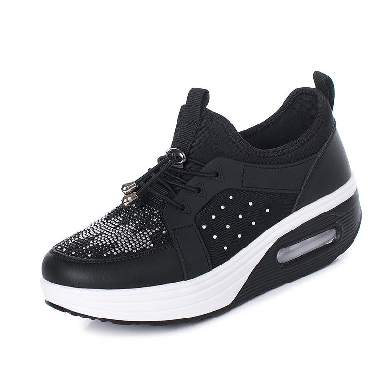 Women's Rhinestone Breathable Leisure Platform Walking Shoes - Cruish Home