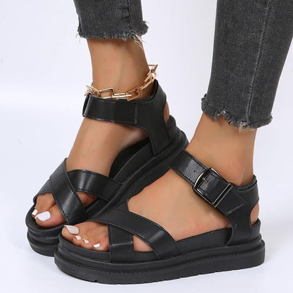 Women's Belt Buckle Fish Mouth Outer Wear Beach Sandals - Cruish Home