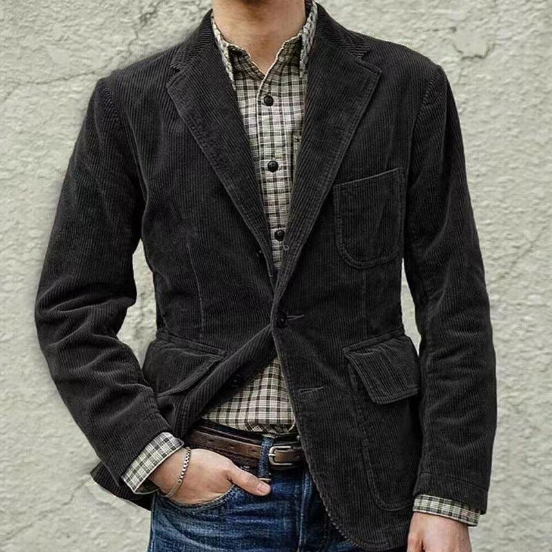 Corduroy Jacket Winter Solid Color Casual Blazer Fashion Warm Men Coat - Cruish Home