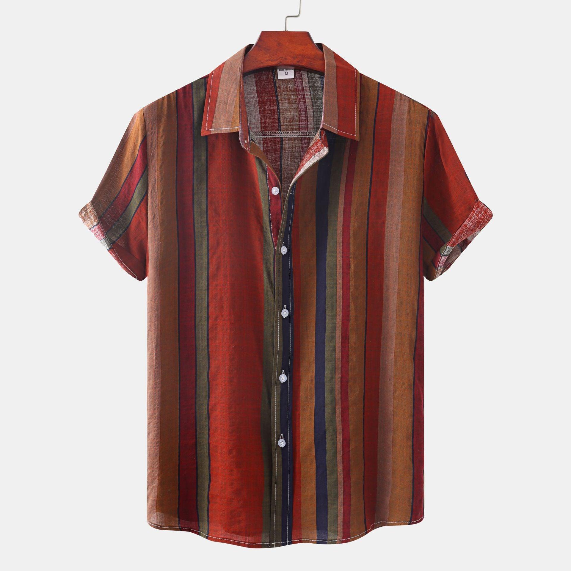 Summer Men's Clothing Printing Casual Retro Shirt Men - Cruish Home