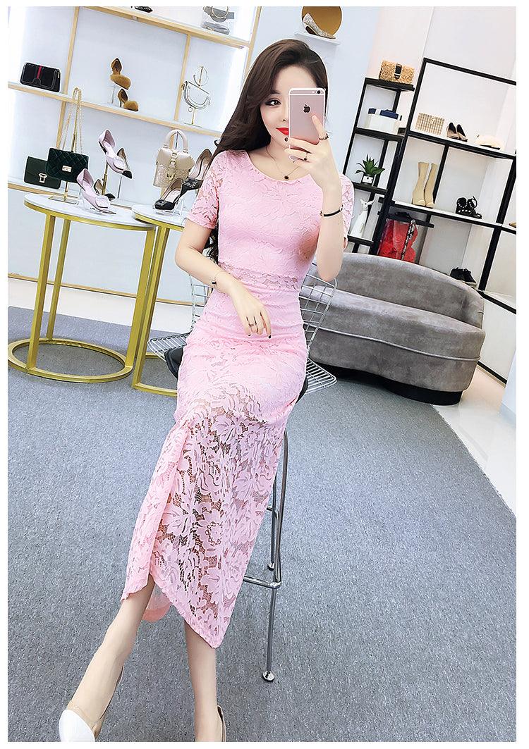 Temperament Slim Slim Sexy Long-sleeved Lace Dress - Cruish Home