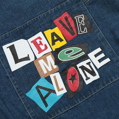 Creative Contrast Color Letter Printing Denim Jacket - Cruish Home