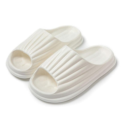 Home Slippers Women Men New Solid Striped Peep-toe Shoes House Floor Bathroom Slippers For Couple - Cruish Home