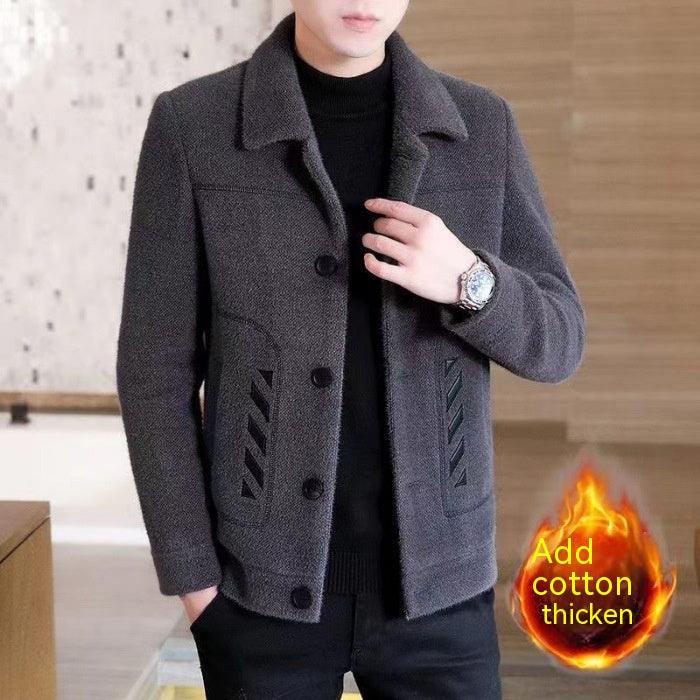 Men's Woolen Coat Short Autumn And Winter Woolen Coat Men's Padded Jacket Top Casual Trench Coat - Cruish Home