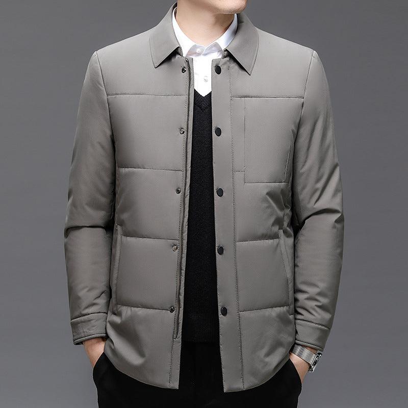 Thin Cotton-padded Jacket Middle-aged And Elderly Men's Cardigan Solid Color Plus Size Coat - Cruish Home