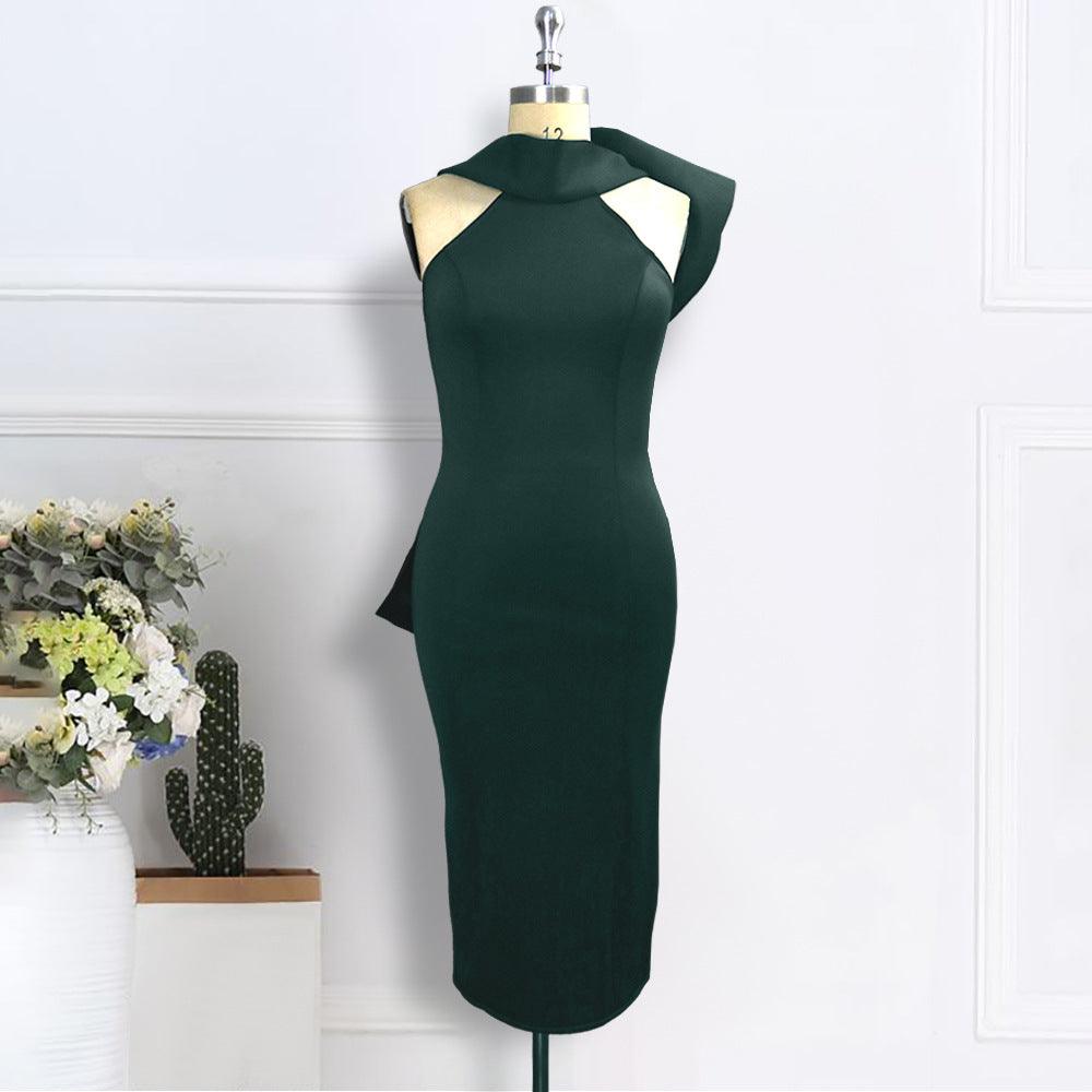 New Halter Sleeveless Bow High Waist Plus Size Slim Dress Women - Cruish Home