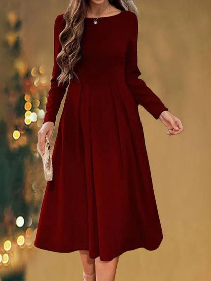 Fashion Casual Round-neck Long-sleeved Dress - Cruish Home