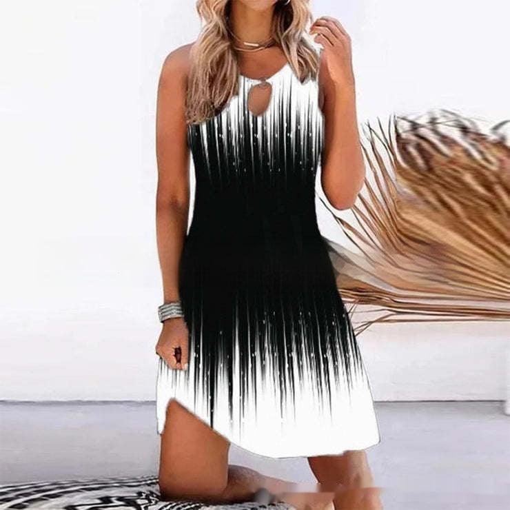 Printed Sleeveless Straight Dress Knee-length - Cruish Home